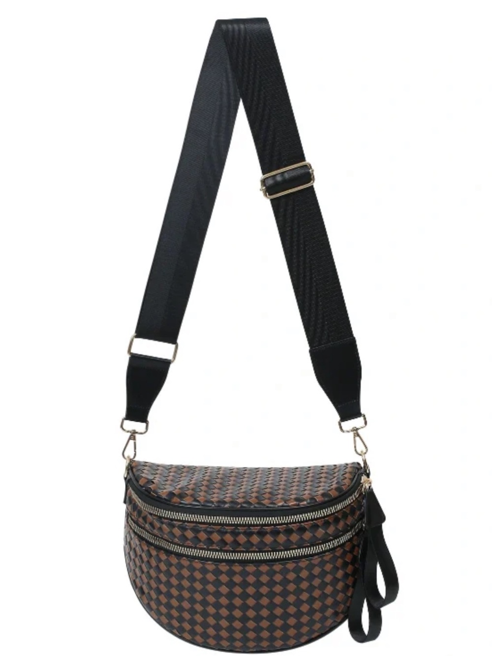 Black and Brown Woven Emmafy Crossbody Bag